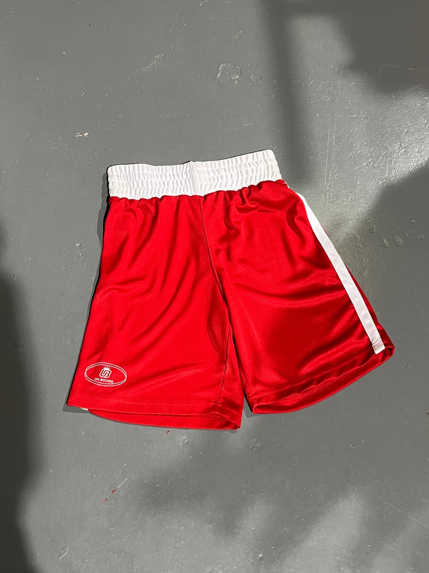 on boxing amateur boxing shorts red