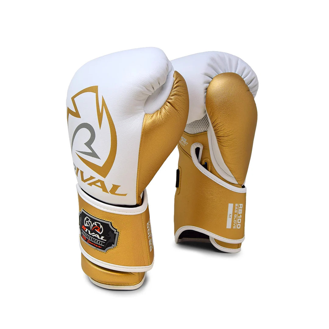 Rival RB100 Professional Bag Gloves - White / Gold