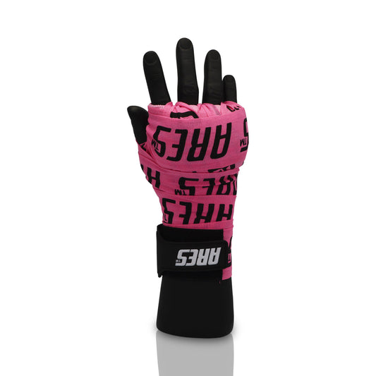 Ares Apollo Hand Wraps With Gel & Foam Knuckle Pad - Pink