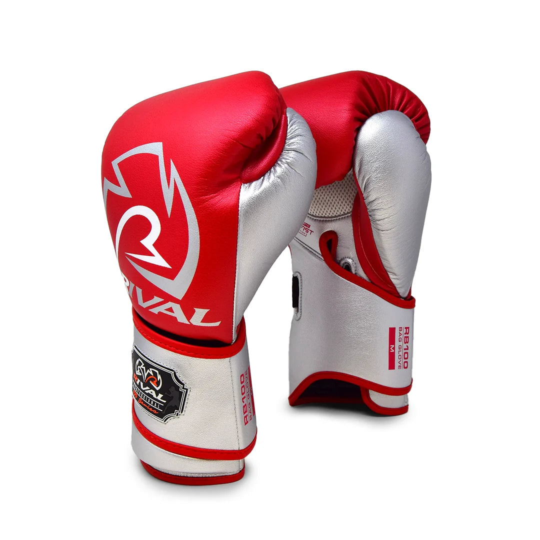 Rival RB100 Professional Bag Gloves - Red / Silver